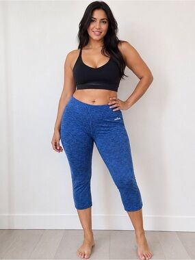 Y2K High-Rise Blue Capri Active Gym Workout Yoga Leggings size L